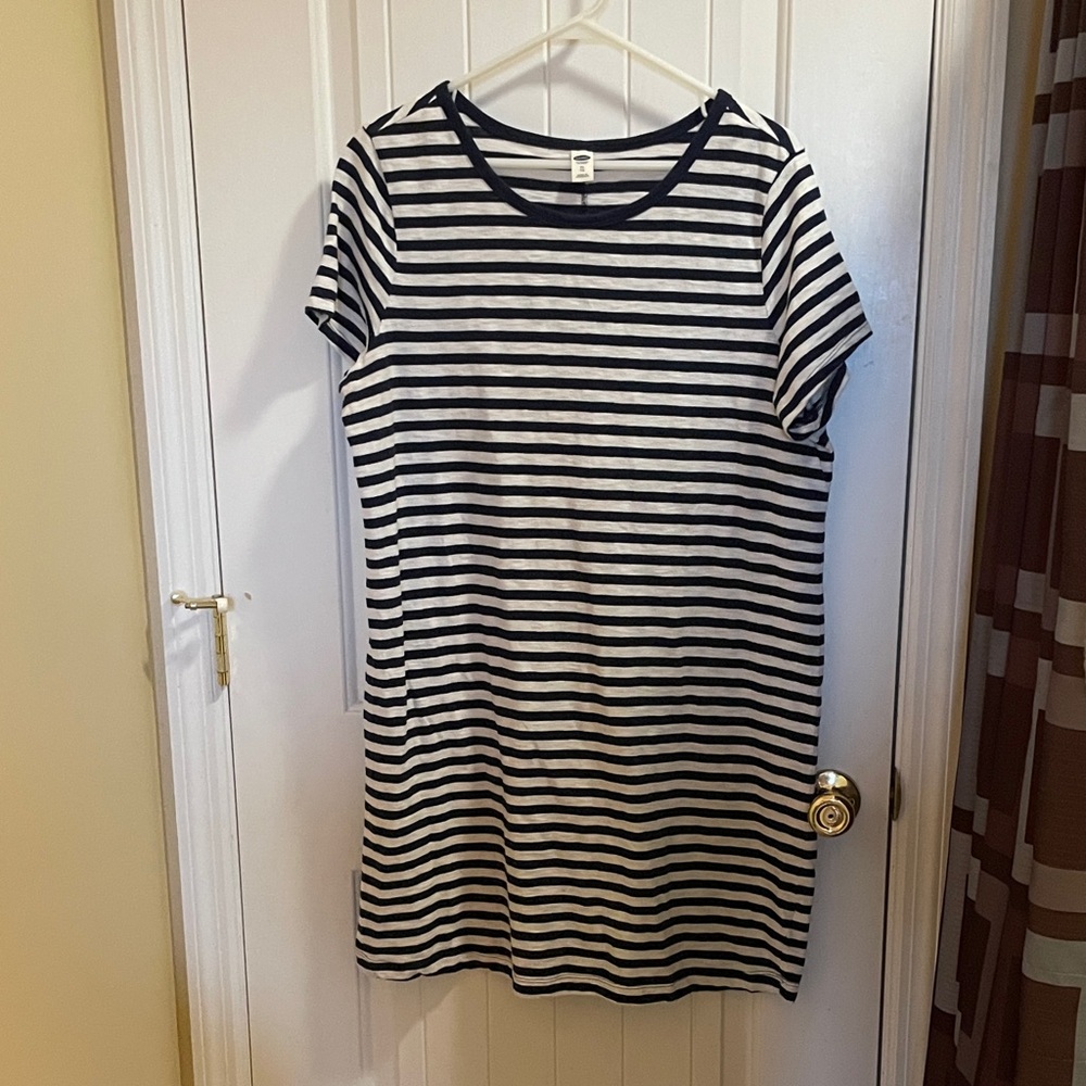 Old Navy Navy and White Striped Mini Dress